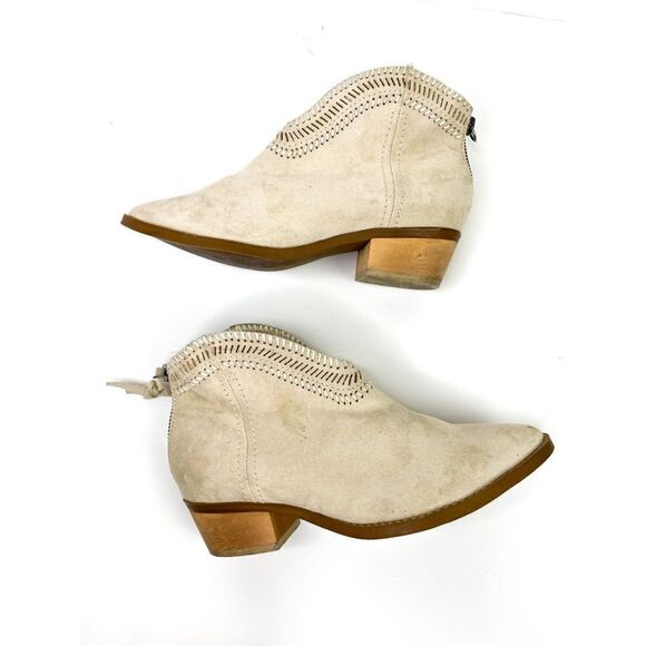 Not‎ Rated Tan Boho V Cut Front Embroidered Suede Booties Size - Picture 4 of 10